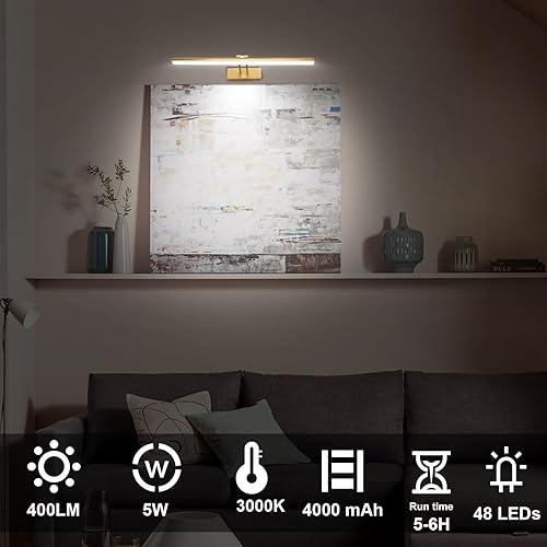 Miniatura 9 de FUNCHDAY Luz de imagen, luz de imagen a batería de 5000 mAh para pared, luz de pintura remota inalámbrica con temporizador y regulable, luz de arte