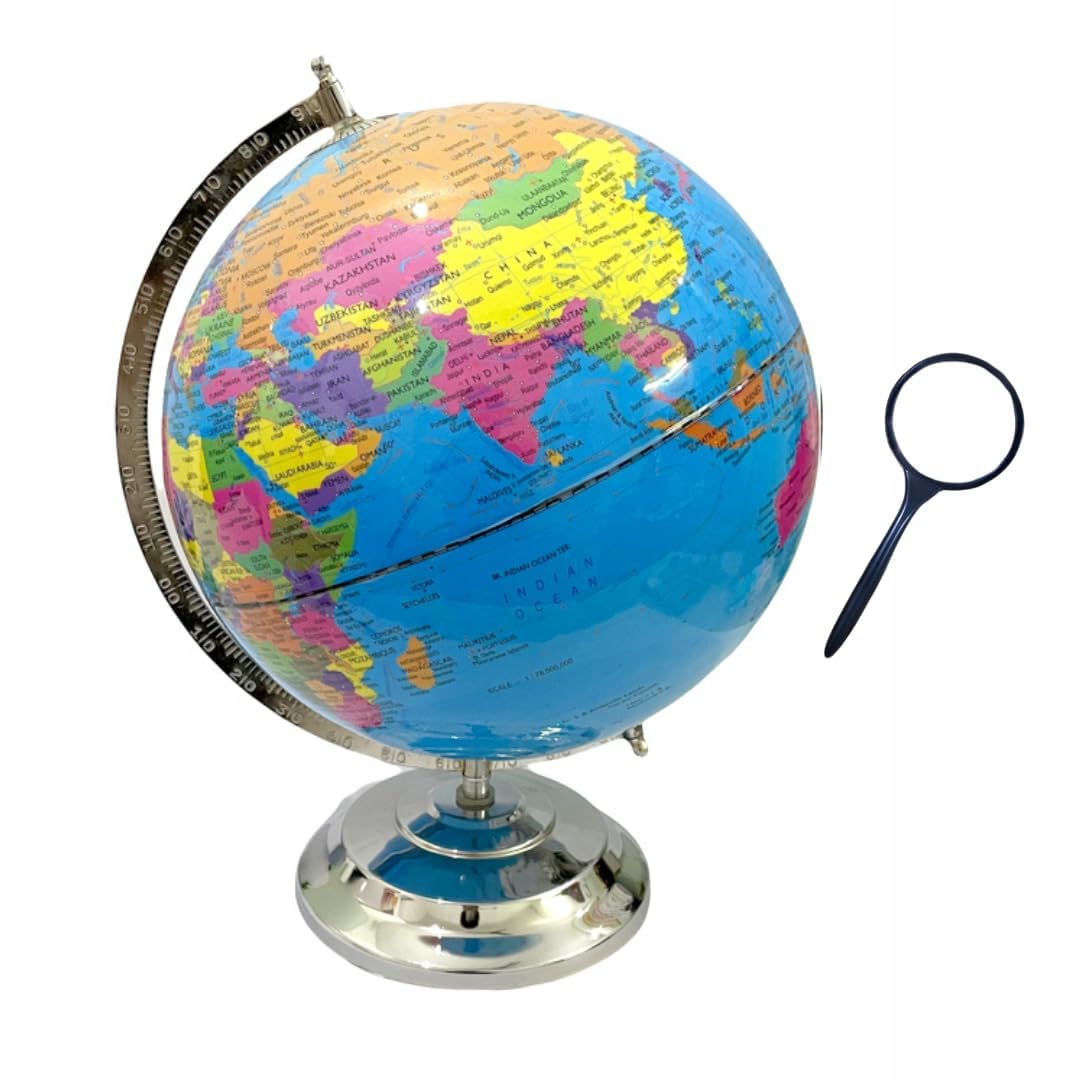 WIGANO World Globe Metal Base Educational Globe For School,College Or Offices With Magnifying Glass (Blue 10" Inch Diameter) (B0CW9ZDNW7) Amazon Price History, Amazon Price Tracker
