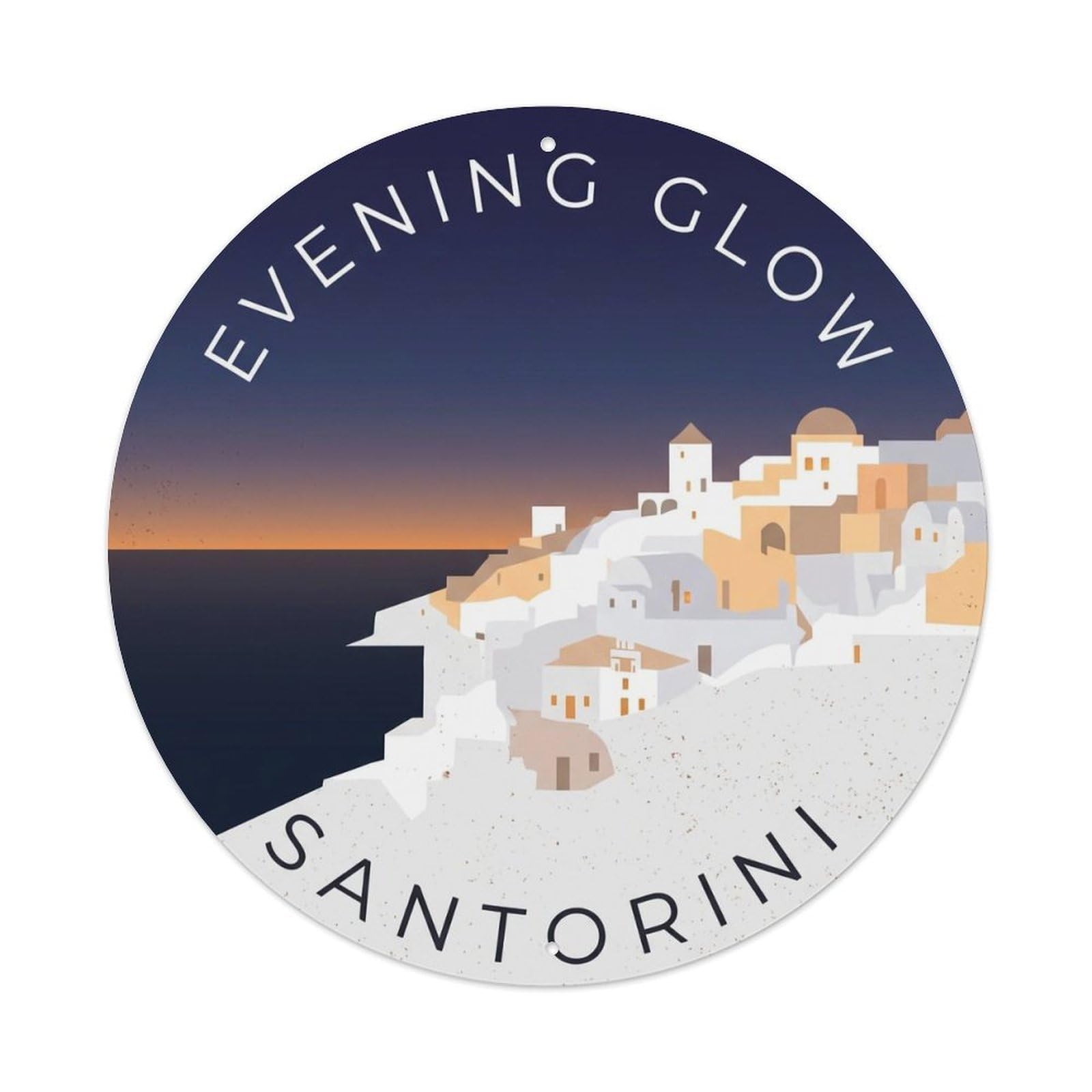 Vintage Travel Evening Santorini Glow Metal Tin Sign