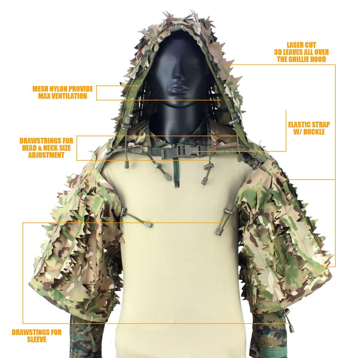 Sniper Ghillie Viper Hood, base táctica de traje Ghillie para juegos de guerra, caza, airsoft, abrigo de francotirador