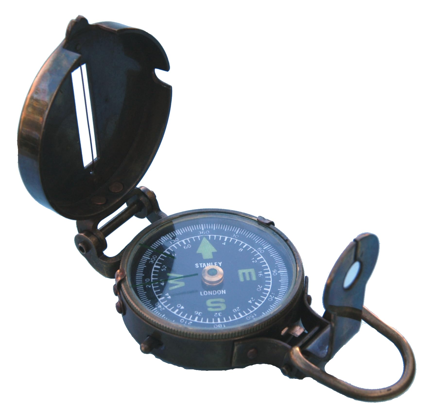 Reproduction Military WWII Lensatic Compass | Engraved Antique Brass Pocket Compass Personalized | Optional Hardwood Box