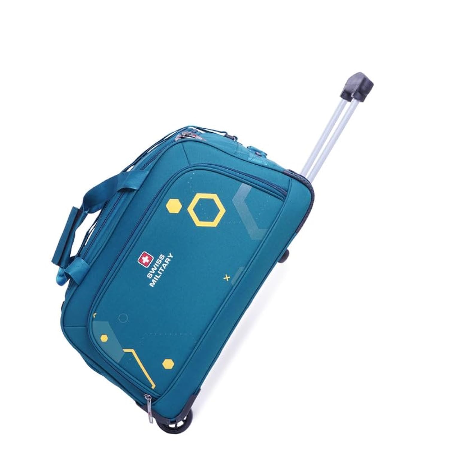 sprint teal luggage travel duffle bag with push button trolley & large storage capacity, 61 ltr