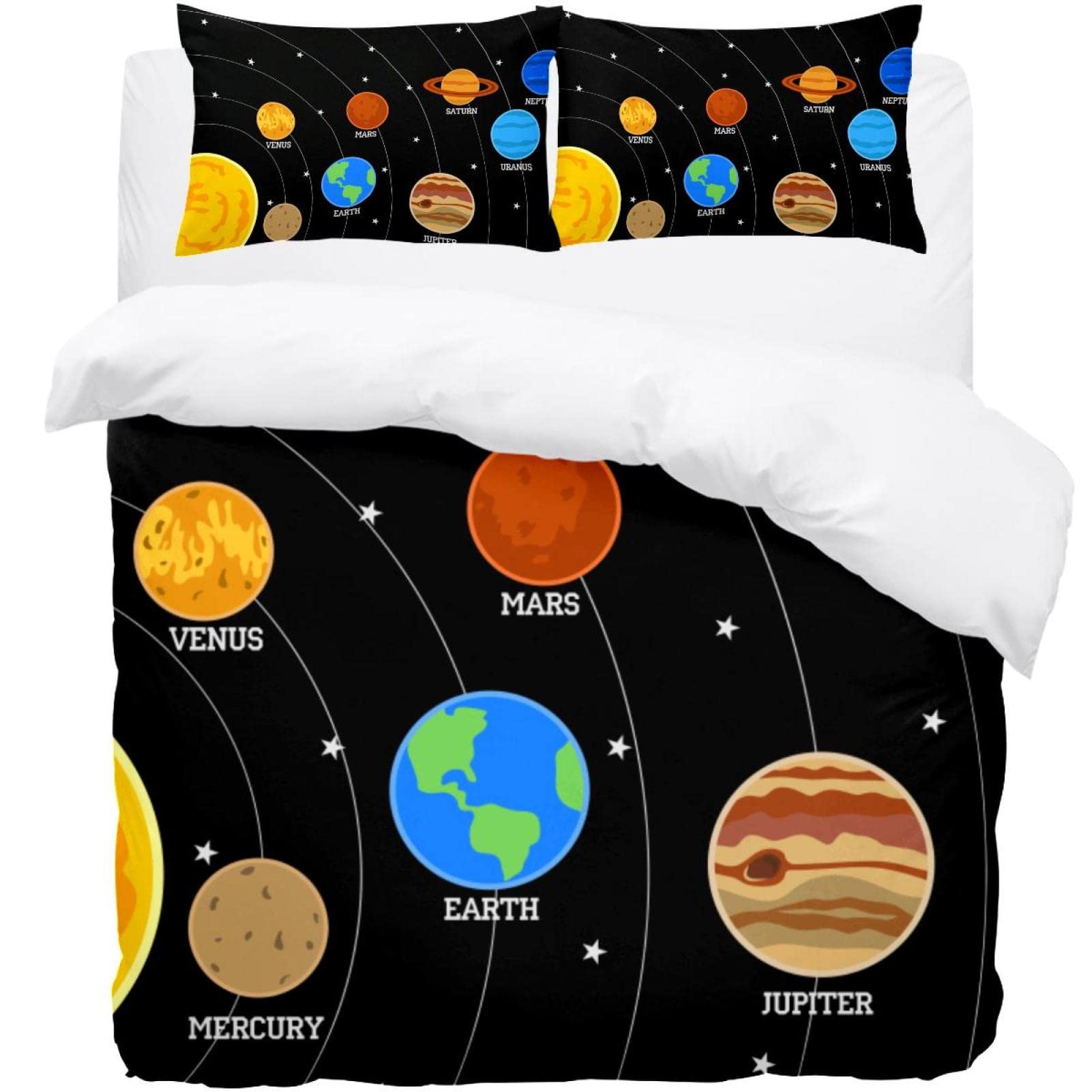 Parure de lit ciel étoilé avec housse de couette et taie d'oreiller pour chambre enfant