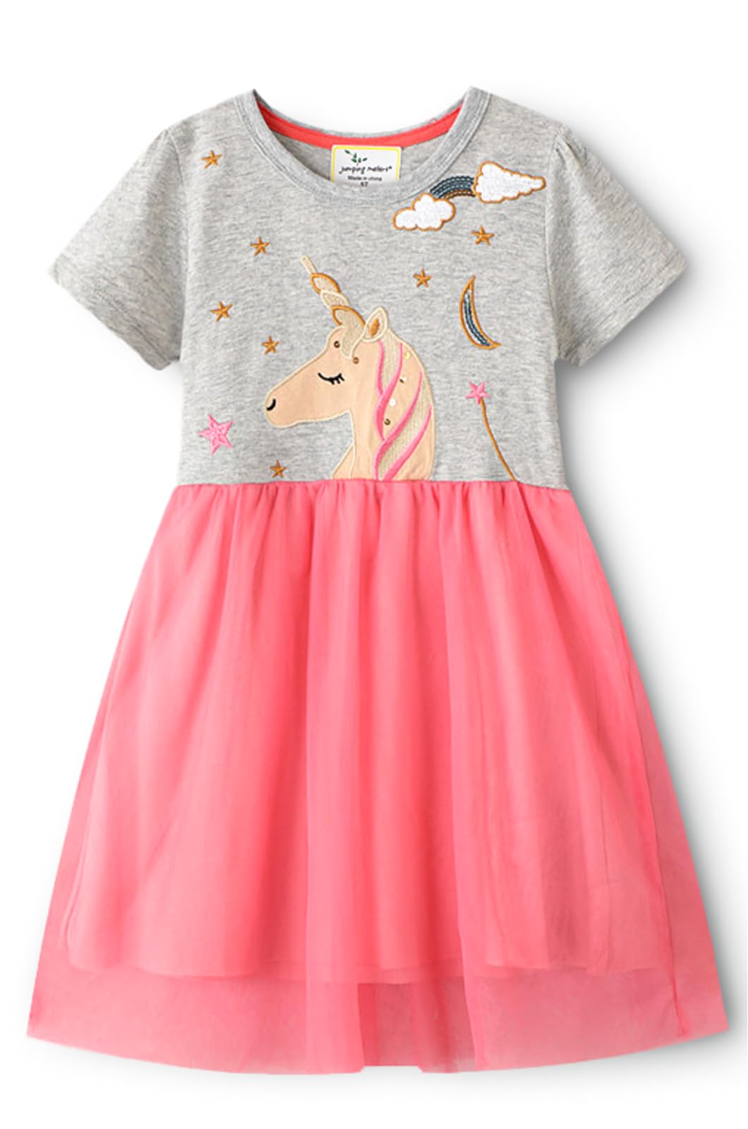 Mädchen Kleider aus Baumwolle Gr.80-134 - Kurzarm Einhorn Freizeit T-Shirt Kleider für Mädchen