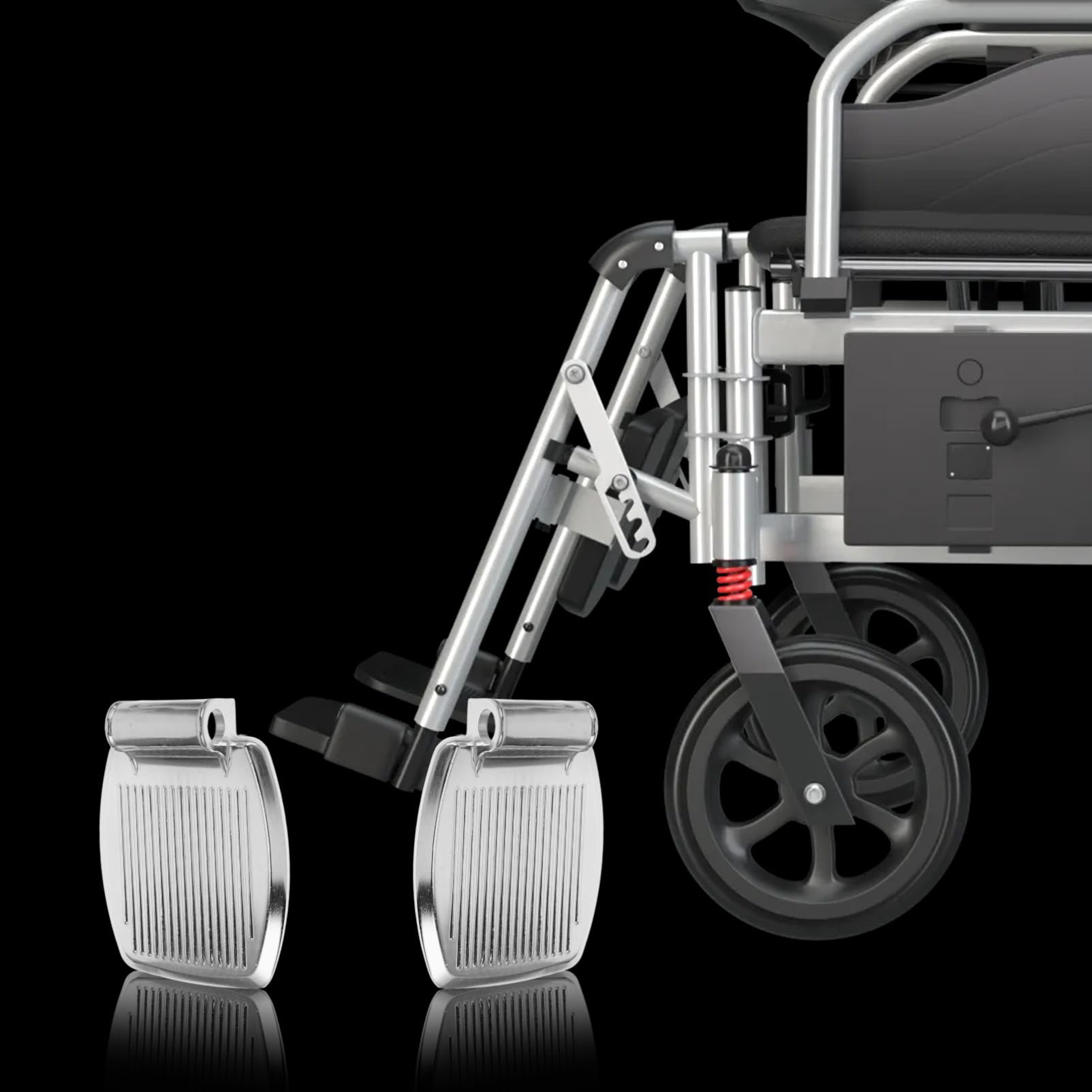 Poggiapiedi 2 Pezzi in Lega di Alluminio e Maggiore Sicurezza Diametro del Buco 19mm, Facile Installazione per Sedia a Rotelle e Scooter per Anziani