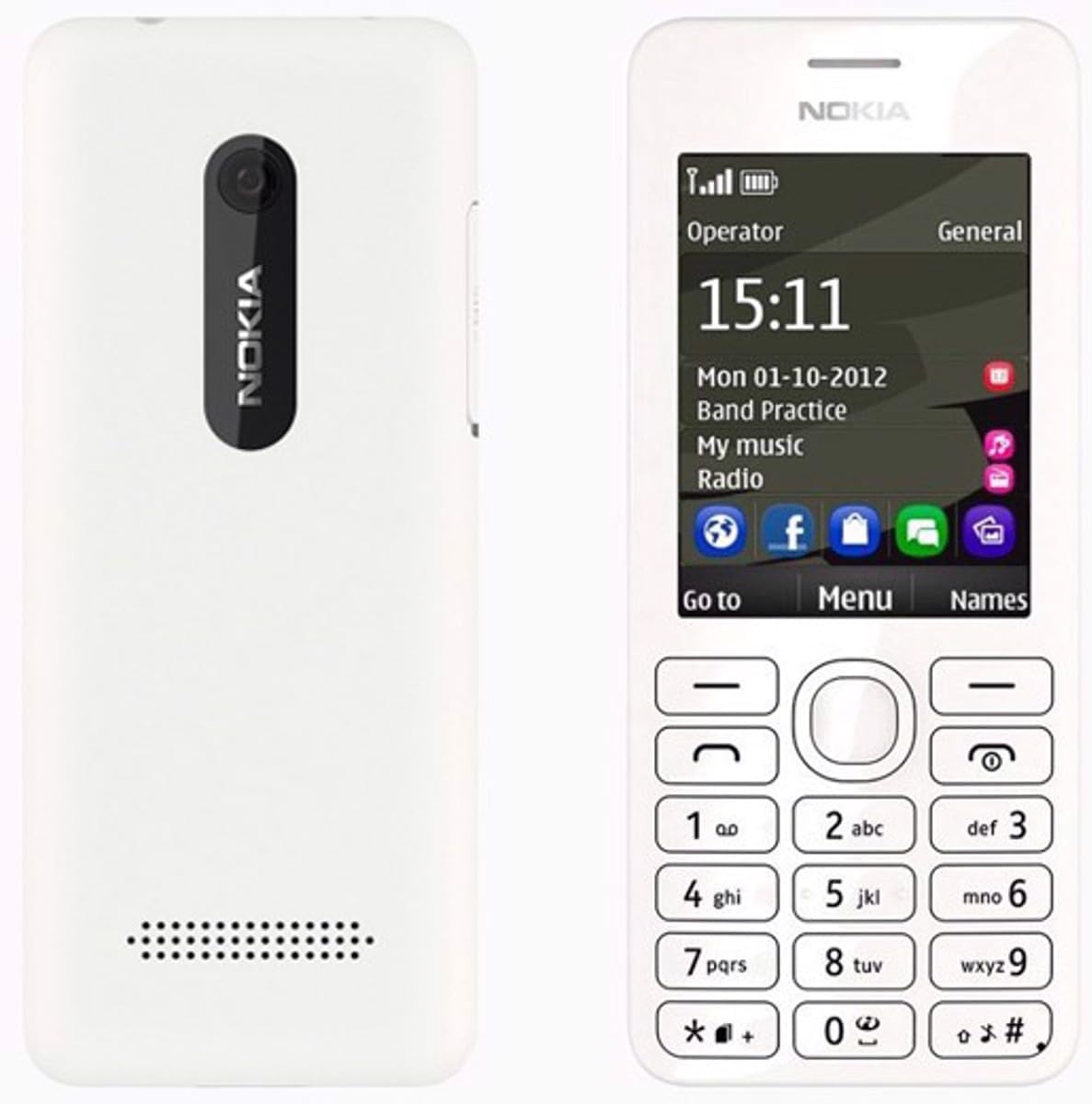 Nokia 206 Dual-SIM 64MB (GSM Only | No CDMA) Factory Unlocked 2G GSM Cellphone (White) - International Version