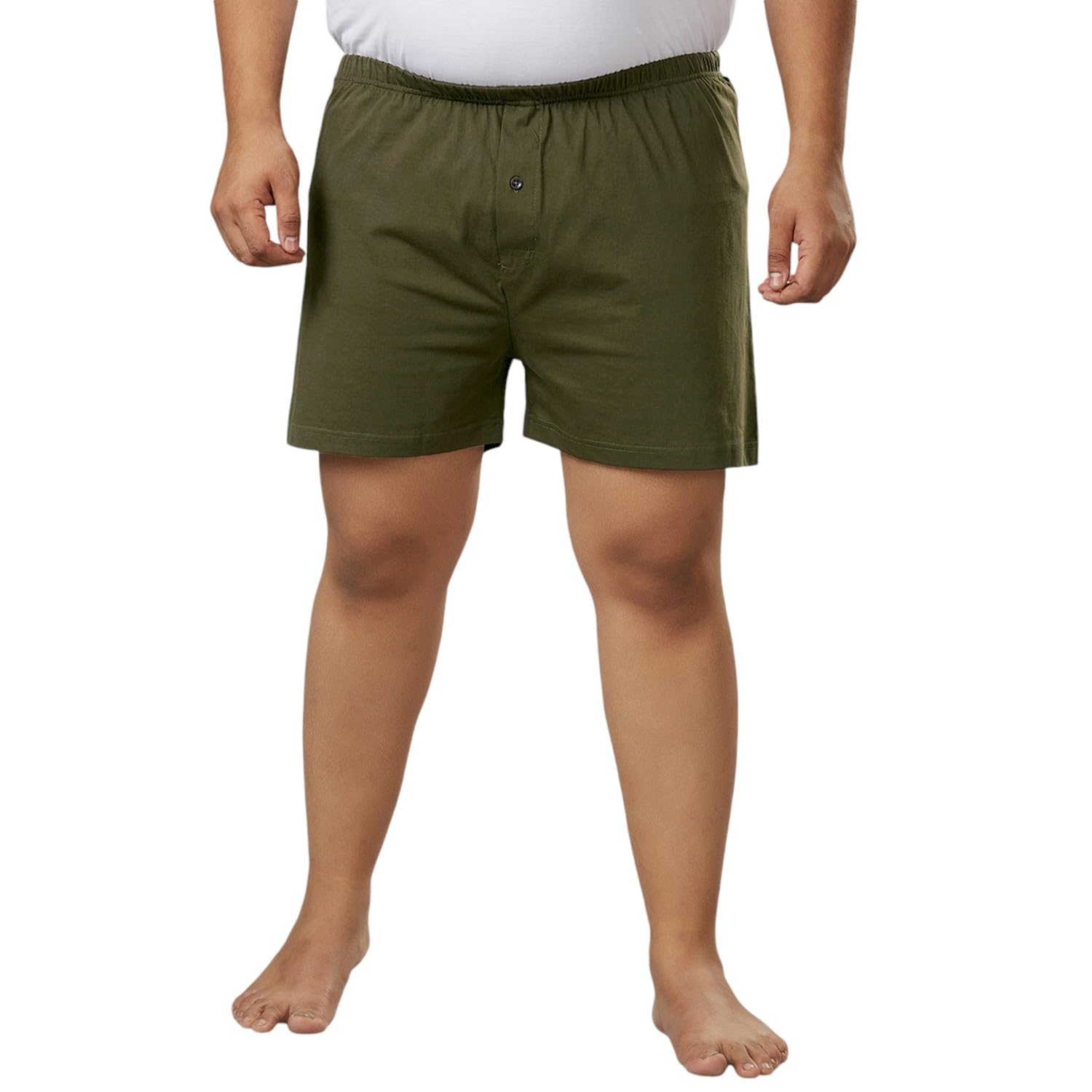 vaishvik Mens Plus Size Boxers Shorts - Cotton Knit Hosiery - Olive Green-picture-17