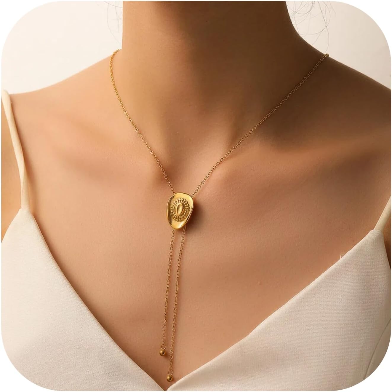 Gold/silver Western Cowgirl Hat Bolo Tie Necklace for Women - Titanium Steel Cowgirl Jewelry, Western Accessories & Country Gifts