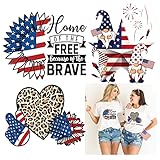 3 Pcs Independent Day Iron on Transfers Iron on Patches, 4th of July Iron on Decals USA Flag Color H