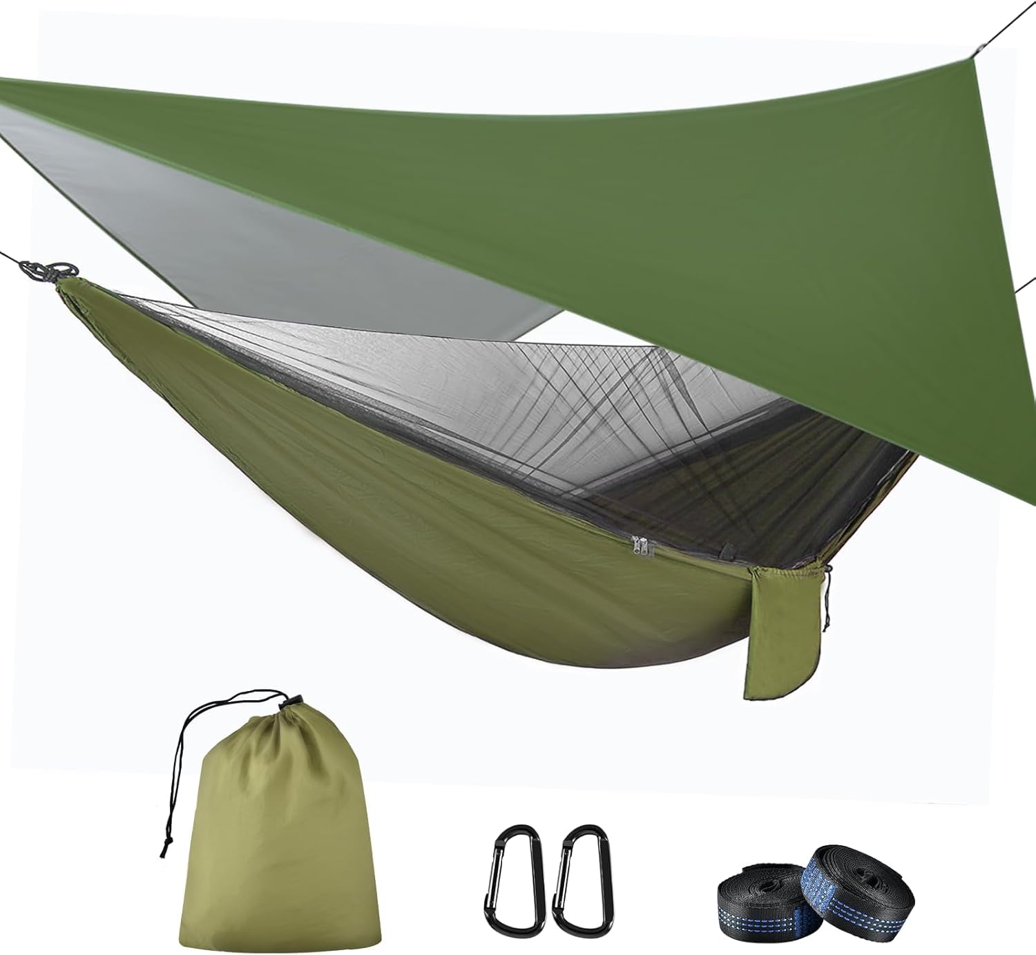 OTraki Hängematte Outdoor mit Tarp Moskitonetz, 290 x 140cm Ultraleicht Reise Camping Hammock Hängematten 200kg Last Kapazität für Wandern, Reisen, Garten, Terrasse | Leichte Tragbare Pop-Up Nylon Hängematte mit Gurten 200 kg Tragkraft für Reisen Outdoor