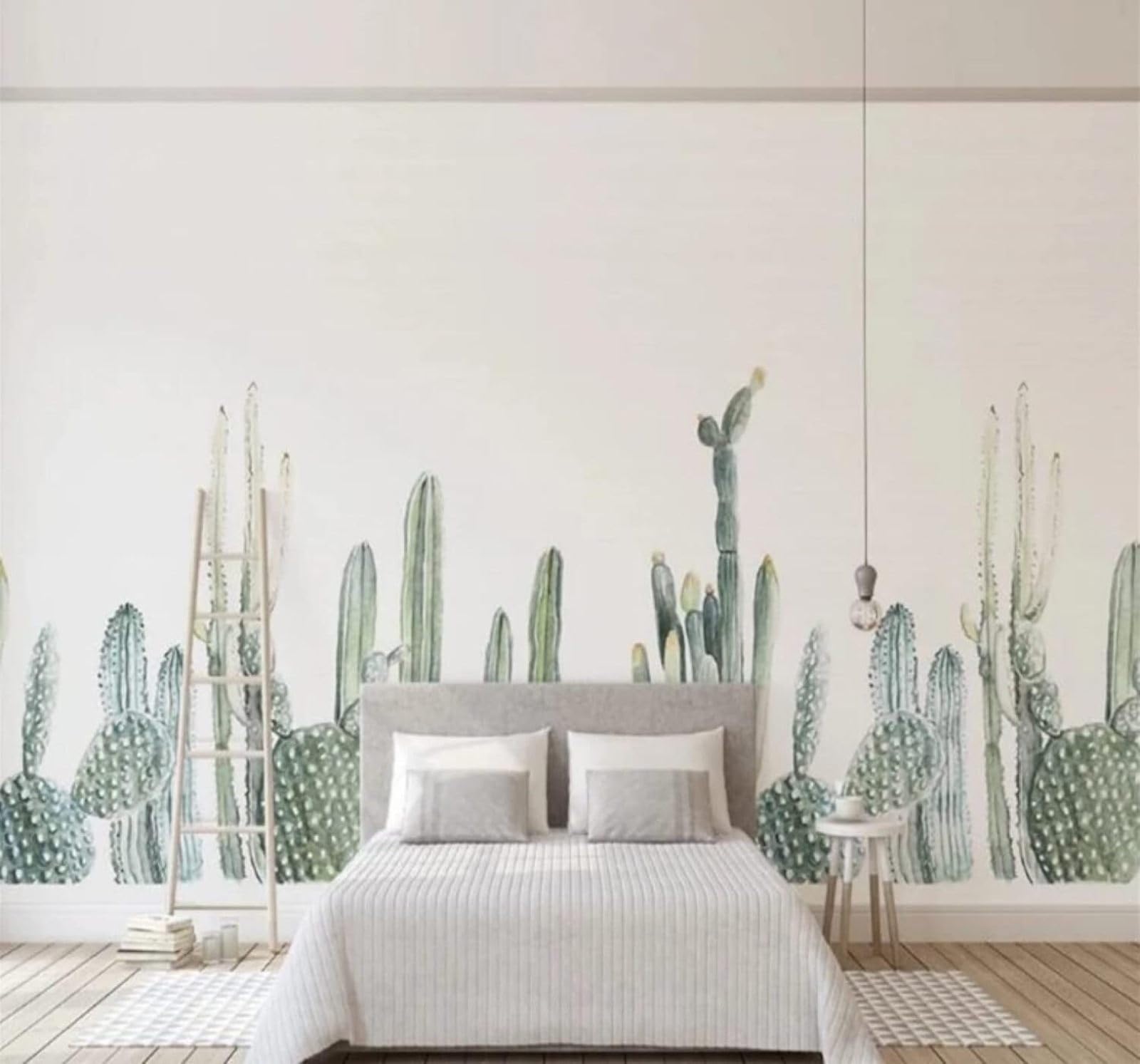 XLMING Minimalist Fresh Hand Drawn Green Cactus 3D Wallpaper Luxury Home Dining Decor Paste Sofa Living Room The Wall for Bedroom Mural-150cm×105cm