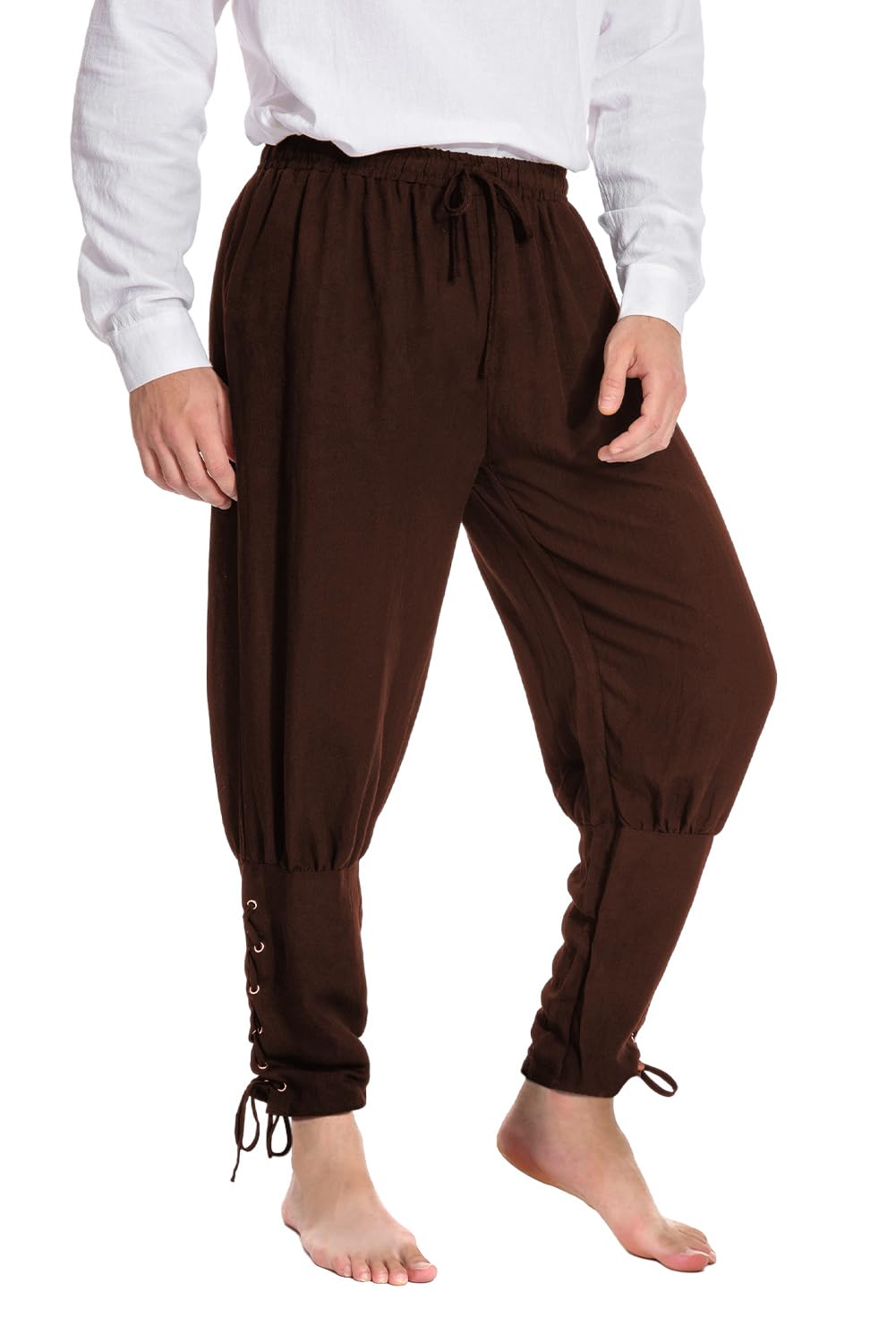 Coser Park Mens Ankle Banded Pants Medieval Viking Navigator Trousers Renaissance Pants Large