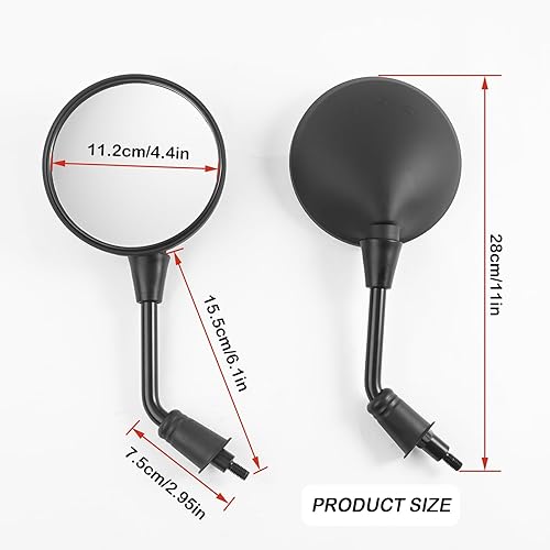 Miniatura 7 de Espejos laterales redondos para motocicleta de 0.315 in para GY6 50cc 125cc 150cc 250cc scooter ciclomotor motocicleta (dos hilos a la derecha)