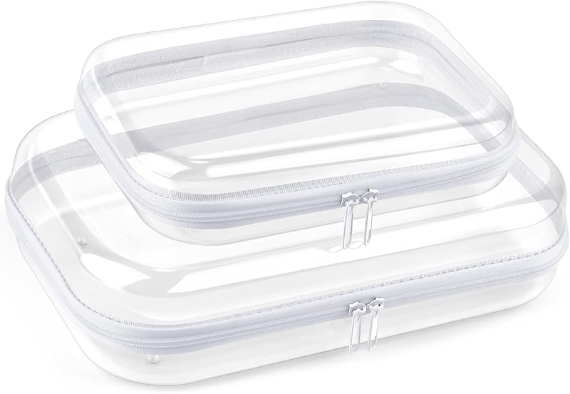 Necessaires organizadoras transparentes com estrutura rígida e zíper YSHXNX, pacote com 2