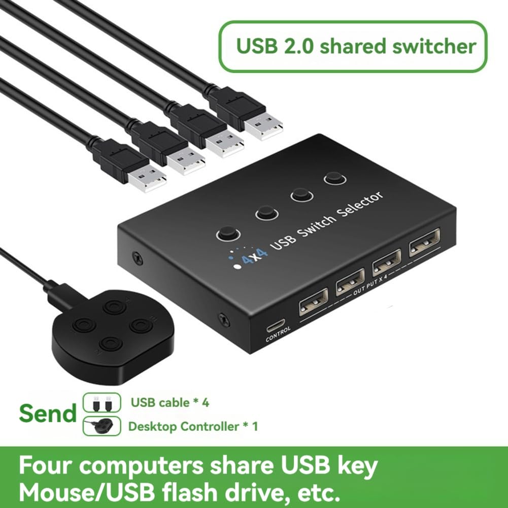 Swiixxer 4 in 4 Out KVM USB2.0 anahtarı Hub adaptörü USB2.0 yazıcı