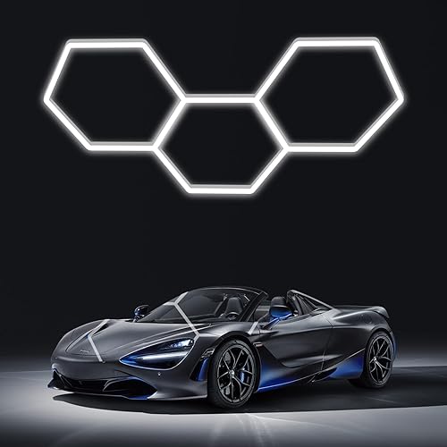 Luces LED Hexagonales de Cochera 15900LM Super Brillantes 3 Luces LED Hexagonales para Detalles de Coche Hexagonal para Cochera, Taller, Almacén,