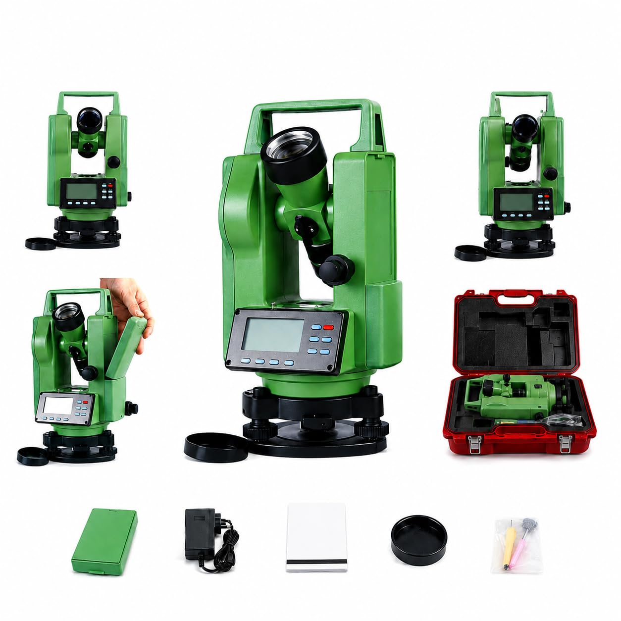 Digital Electronic Theodolite 30X Premium Surveying Instrument with LCD Display, Rechargeable Battery, Tribrach Base, Hard Carry Case & Accessories for Land Survey and Construction Layout-image-48