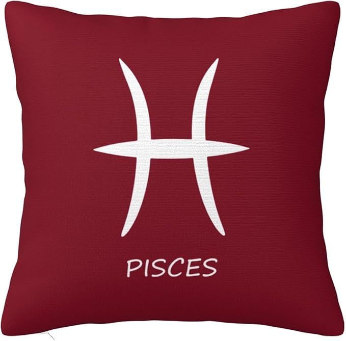 Pisces Sign Throw Pillow Covers 16x16 Inch - Soft Decorative Pillowcases for Couch, Bed & Sofa - Indoor Living Room Home Decor