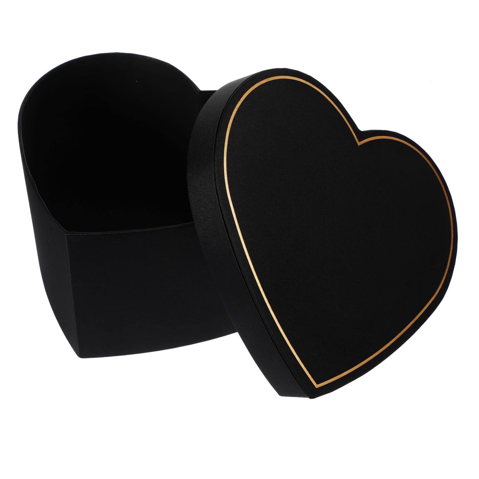 Gogogmee Herzförmige Geschenkkartonbox Schwarz mit Deckel aus Stoff Dekorative Geschenkverpackung für Party und Restaurant als Edle Geschenkbox