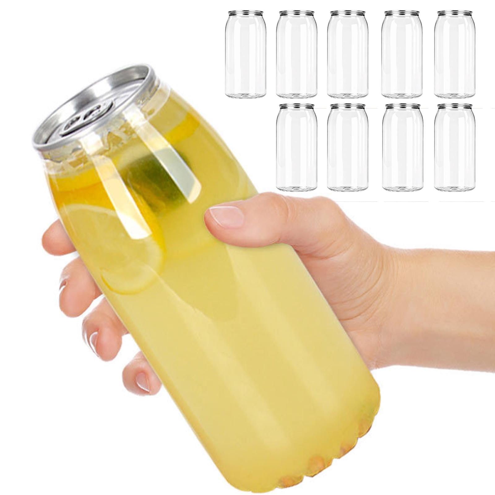 menglanchang Clear Plastic Cans With Lids, 200 Pack Food Grade Pet Beverage Containers For Can Sealing Machine, Juice, Soda, Milk Tea And Cold Drinks FullOpenLid-650ml