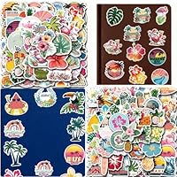 Tropical Stickers, Aesthetic Stickers, Waterproof Vinyl Stickers Tropical Paradise Design with Flamingo & Palm Trees, Reusable Decals for Water Bottles, Laptops, Journals, Scrapbooking - 110 Sheets