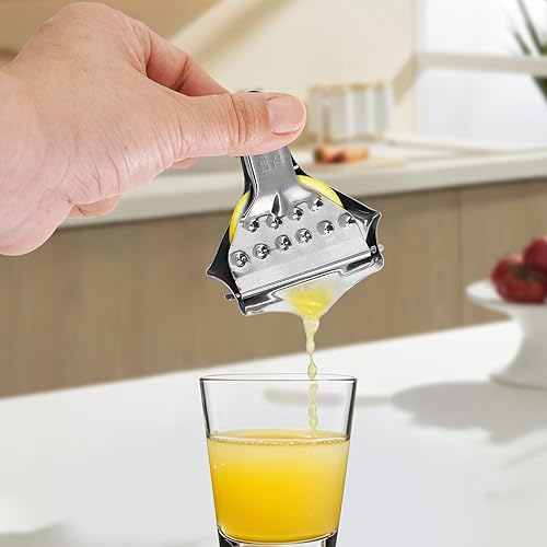 Miniatura 4 de Paquete de 2 exprimidores de limón y lima de acero inoxidable, exprimidor de cítricos, máquina manual de limones, operada a mano para el hogar (2)