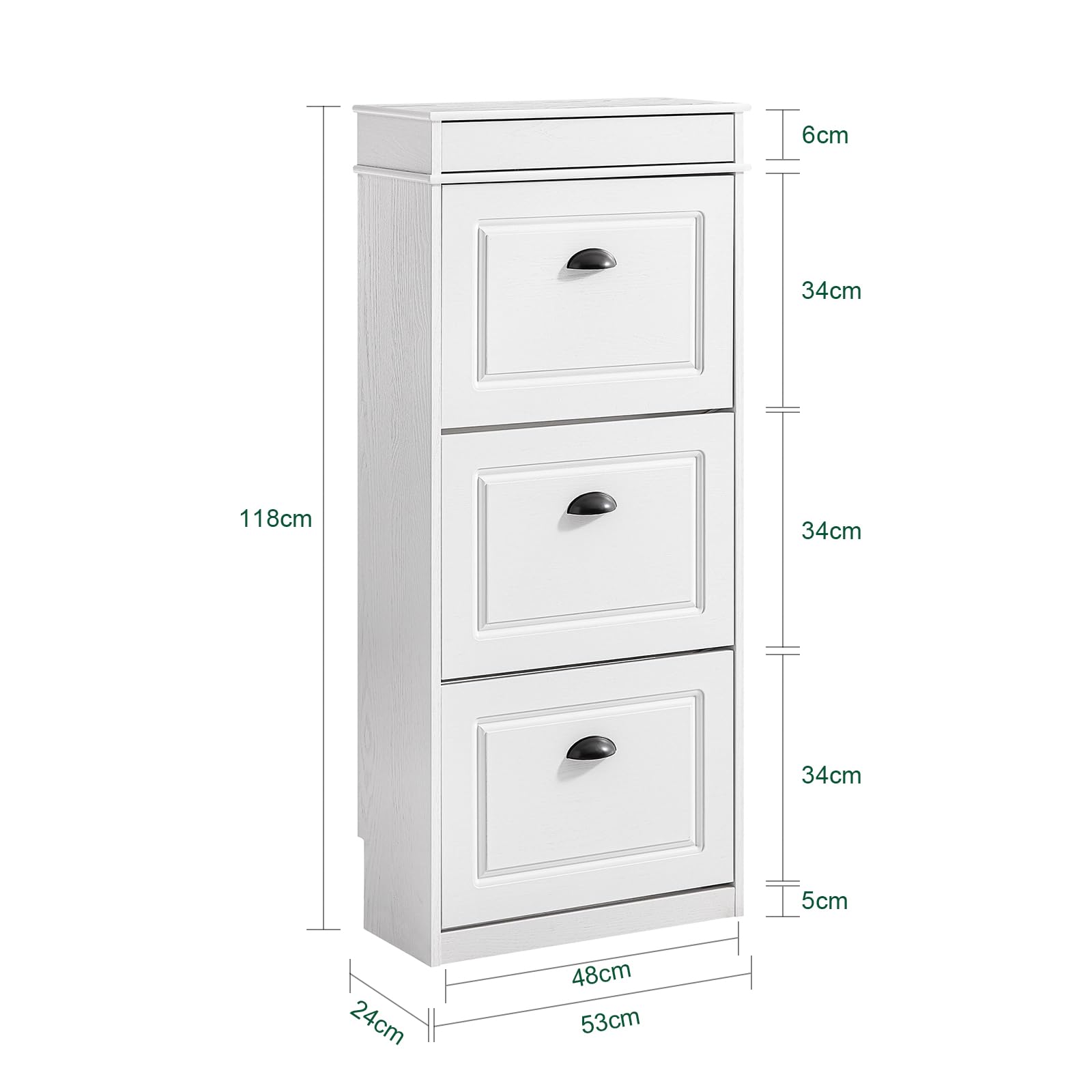 SoBuy Scarpiera Salvaspazio Slim Legno Bianco, Mobiletto Ingresso con Cassetto, Mobile Scarpiera Ingresso Stretto Vintage, Design Moderno 54x24x120 cm, FSR94-WG