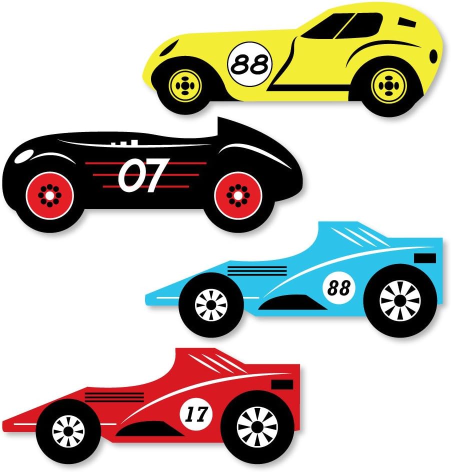 Big Dot of Happiness Let's Go Racing - Racecar - DIY Shaped Race Car Birthday Party or Baby Shower Cut-Outs - 24 Count