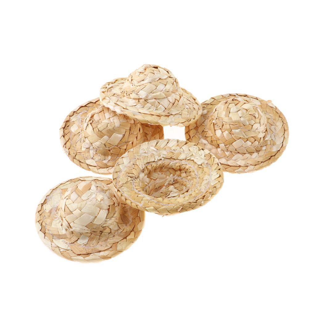 Chapeau de paille de poupée 10 pièces poupée chapeau de paille Mini