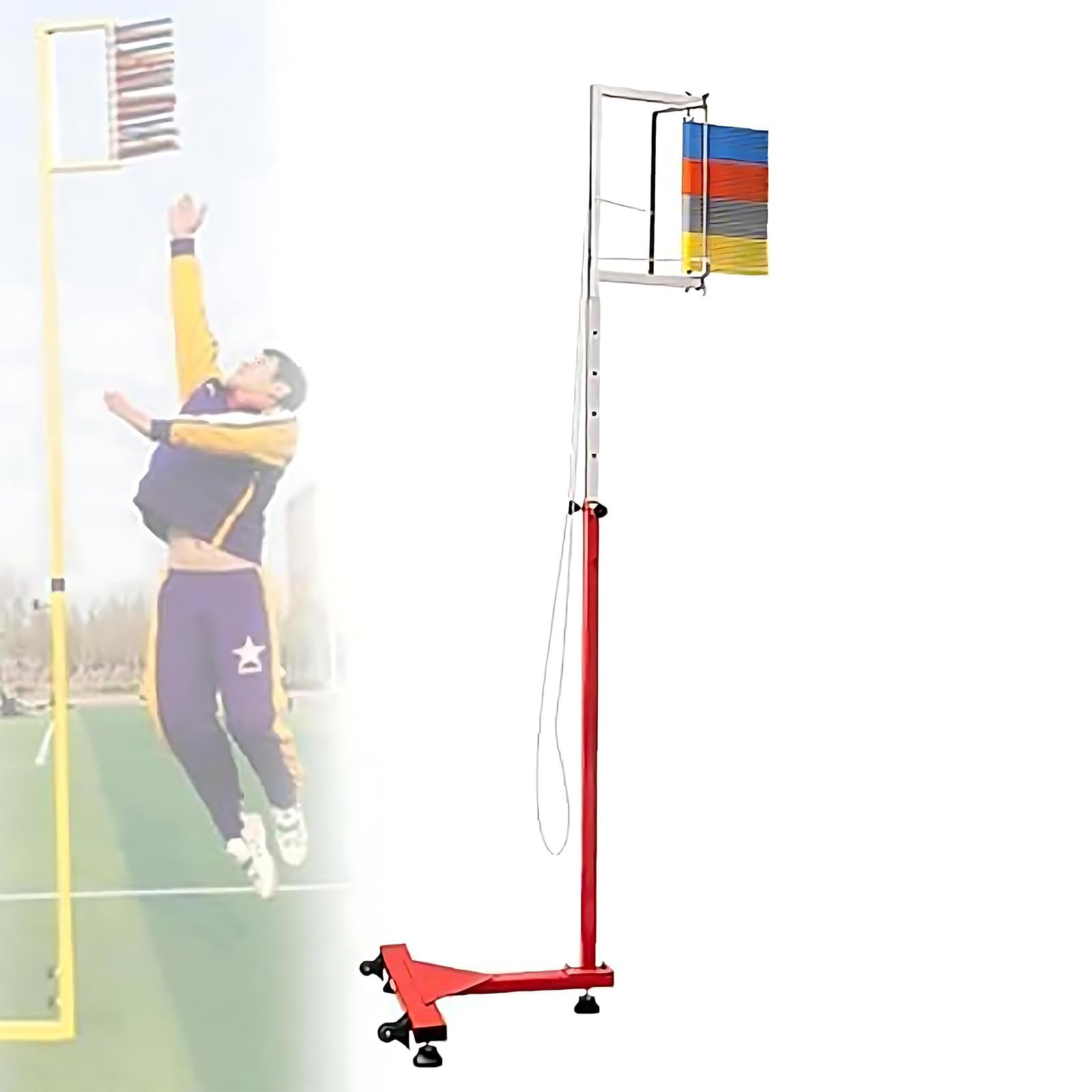 MIAOXIAOLONG Vertical Jump Tester–Jump Trainer for Gyms&Volleyball with Drawstring,Adjustable 1.4m–3.6m, Vertical Challenger for Skill Assessment & Team Tryouts 1.7m~3.6m