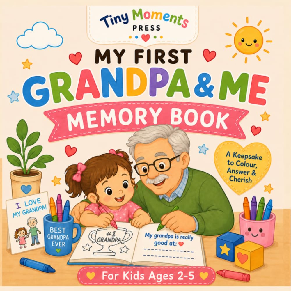 My First Grandpa & Me Memory Book: A Fun Fill-In Keepsake and Colouring Book for Girls Ages 2-5 | Special Gift for Grandpa (Tiny Moments My First Memory Books)