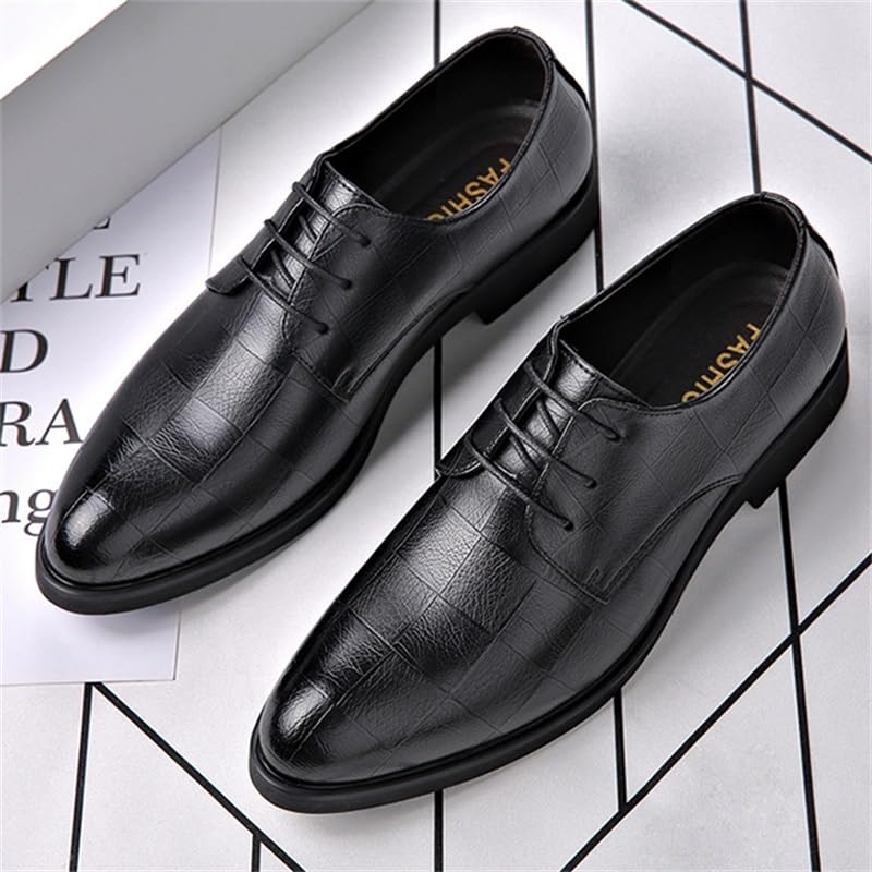 Men's Business Dress Shoes Fashion Lace-up Casual Oxford Shoes Pointed Toe Rubber Wear-Resistant Comfortable Soft Sole Shoes for Men4