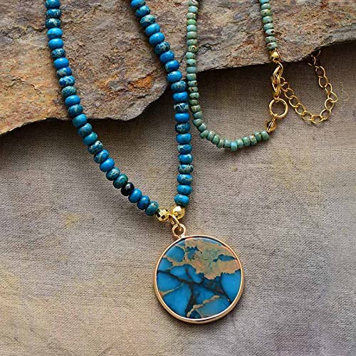 Simple Ladies' Lapis Lazuli Pendant Necklace Girl's Necklace Chain Necklace Jewellery,Jasper2