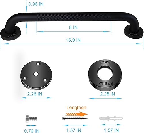 Miniatura 6 de Winllingal Barras de agarre para bañeras y duchas, paquete de 2 barras de agarre de seguridad para personas mayores de 16 pulgadas, barras de agarre