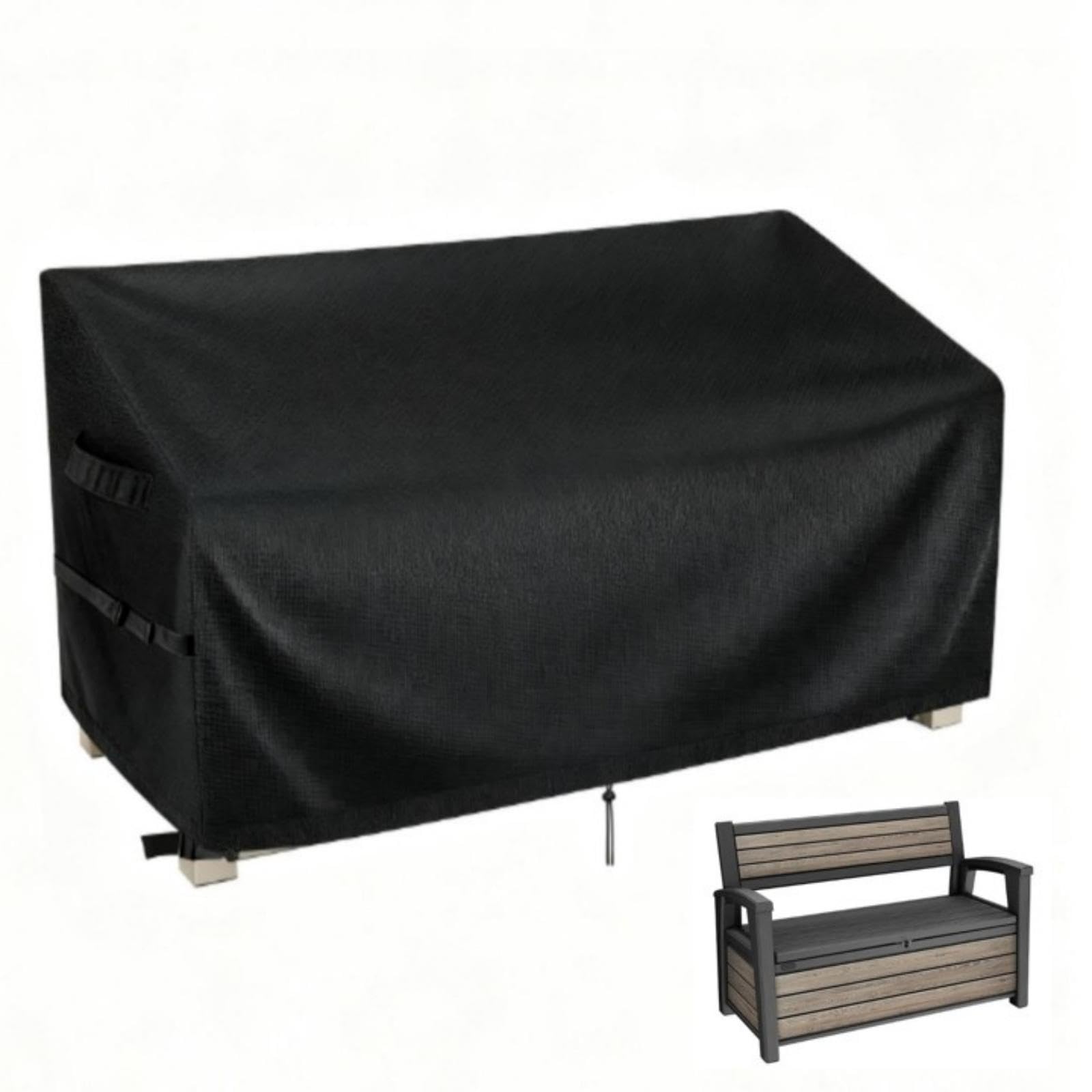Hohong Garden Bench Cover Waterproof for Keter 227L, 500D Heavy Duty Oxford Fabric Garden Storage Bench Cover, Outdoor Storage Box Covers-136×64×90cm