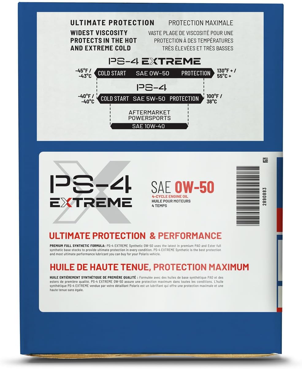 Polaris Oil Change Kit for RANGER XD 1500 with ProStar Engine, Including CREW Models, Includes 4 Quarts of PS-4 EXTREME 0W-50 Full Synthetic Oil, 1 Oil Filter, 1 Washer, for Off Road UTV - 2890883