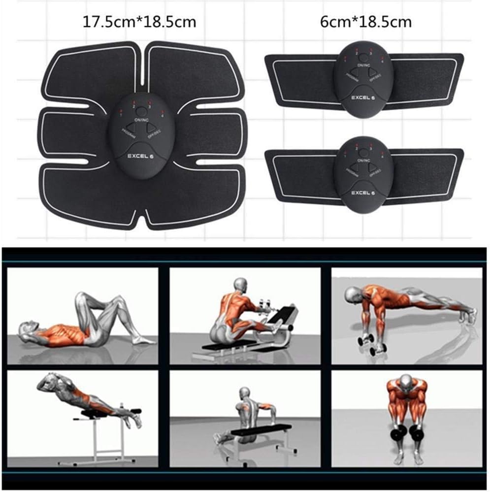 KASHUJ EMS Abdominal Muscle Exerciser Trainer Smart ABS Stimulator Fitness Gym Stickers Belt (Black)