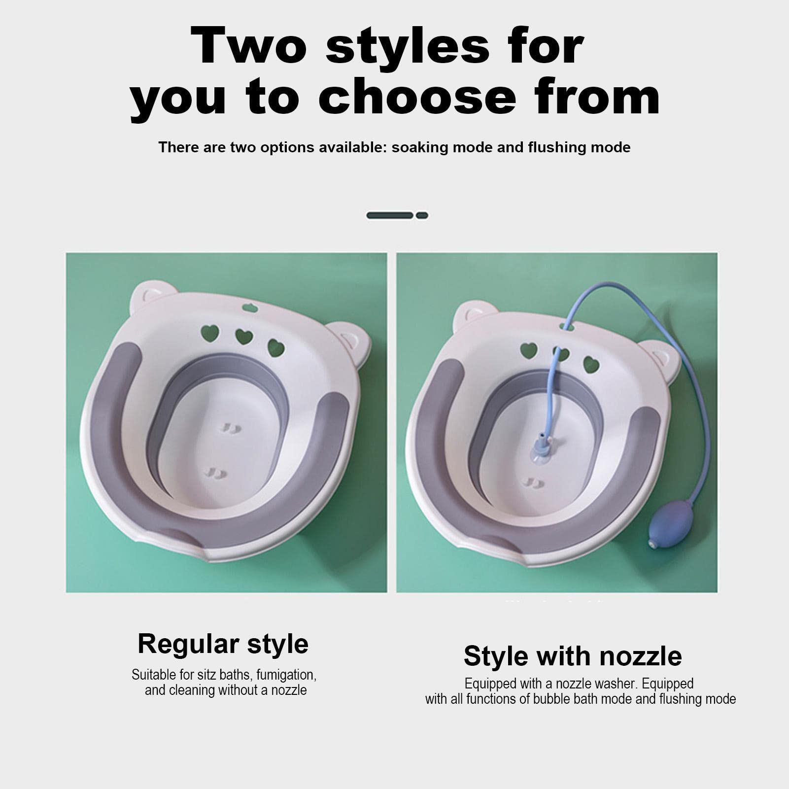 Semicupio per le emorroidi,Bagno Sitz Emorroidi Pieghevole, Si Siede Vasca Da Bagno Per Un Sollievo Lenitivo - Con Flusher, Sits Bath Pan si adatta alla maggior parte dei WC, WC da bagno Sitz Rianpesn