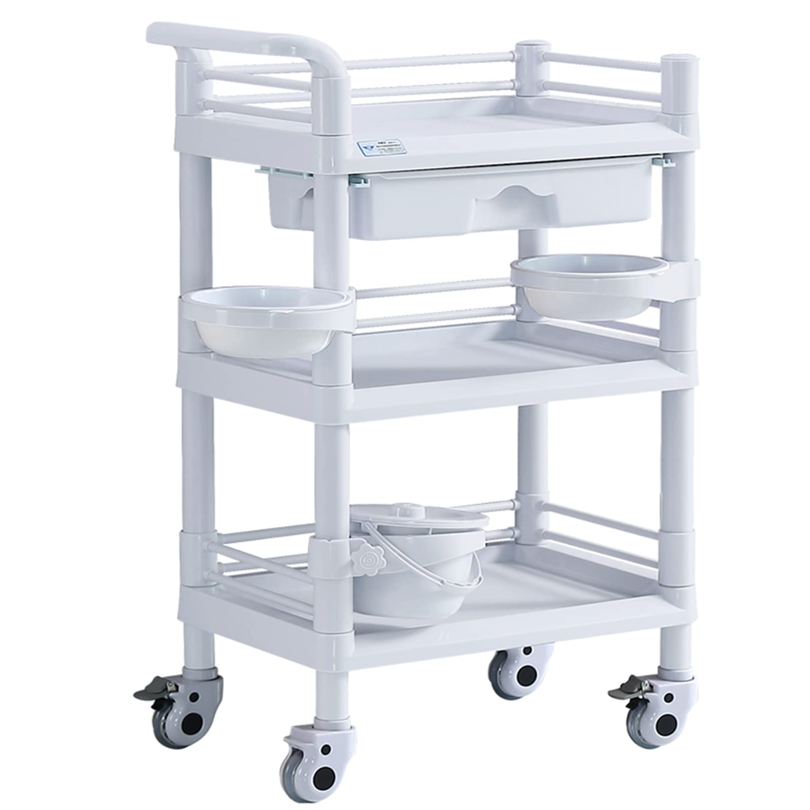 Carro rodante del SPA del salón de Belleza del Estante de 3 Niveles, | Soporte de estación de almacenamiento móvil que sirve con cajón for herramientas de peinado