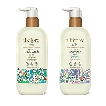 Tikitoro Kids Nourishing Shower Body Wash & Kids Conditioning Shampoo, Daily Essentials Combo Pack for All Skin & Hair Types, No Parabens & Sulphates - 300 ml Each, (Combo Pack of 2)