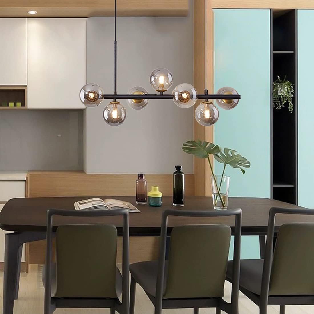 Lampadario Moderno in Vetro Sputnik Lampadario a Sospensione 9 luci Sala da Pranzo Lampadario Moderno di metà secolo Lampadario a Sospensione a Sfera in Metallo e Vetro per Soggiorno Camera