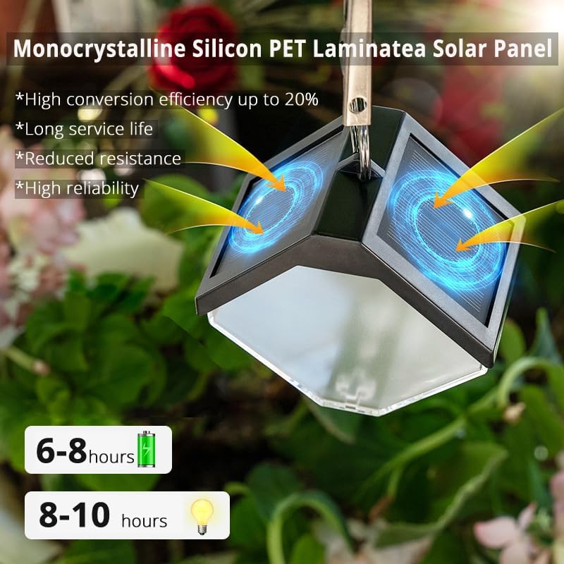 Miniatura 4 de Luces solares colgantes para camino, luces de paisaje al aire libre, impermeable, bloque de hielo, farol con clip de anillo, montaje en pared, tira