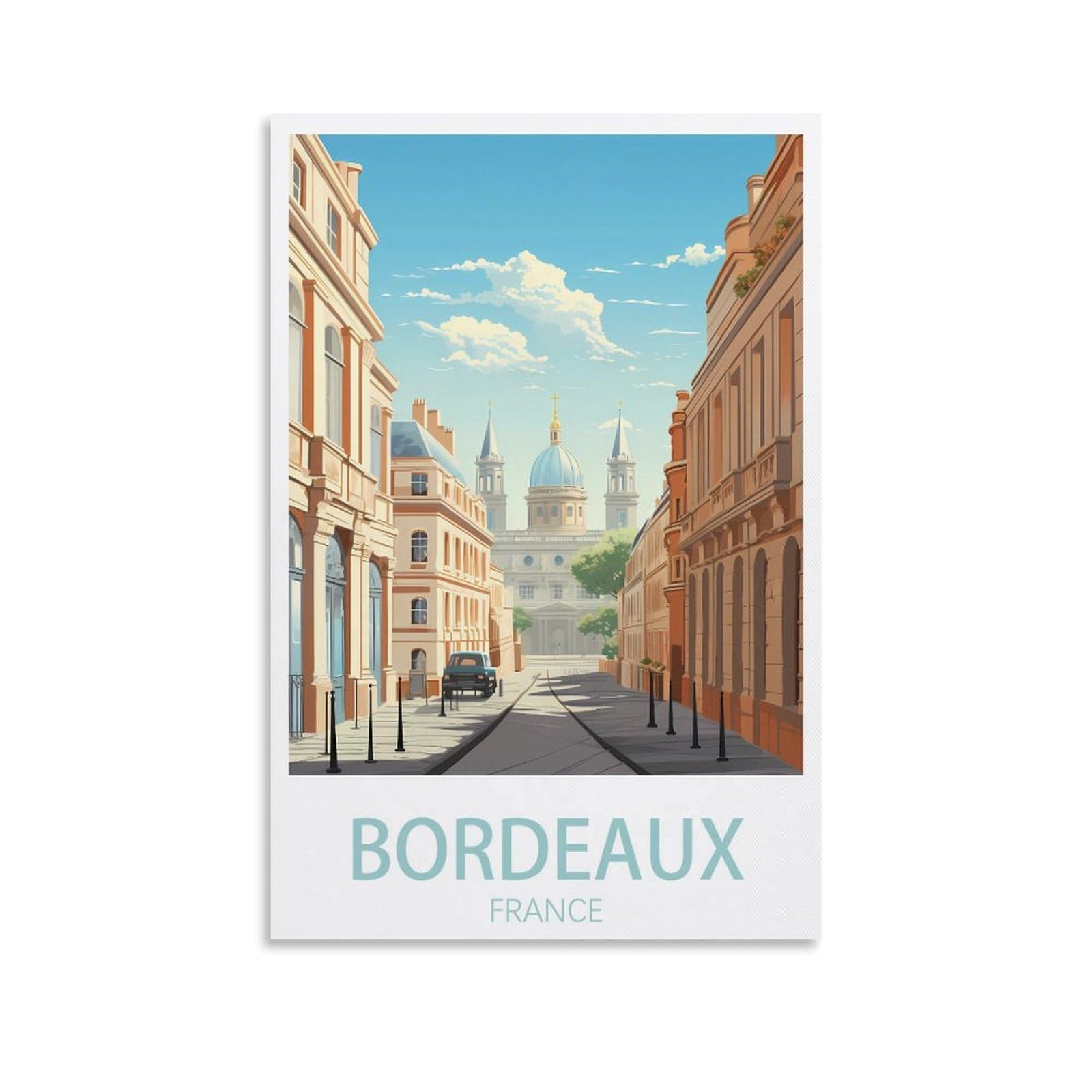 GuYaNa Bordeaux France Street Vintage Travel Poster Lake 08x12inch(20x30cm) Canvas Wall Art Print Painting for Wall Decor Living Room Bedroom