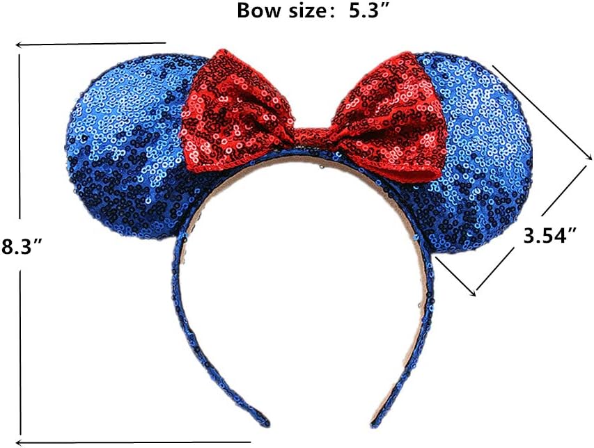 Mouse Ears Bow Headbands Glitter Princess Party Decoration Adult Mouse Ears,Sparkly Mouse Ears