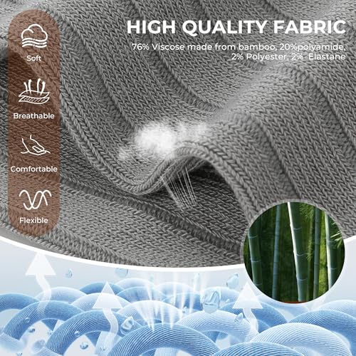 Image of BAMBOO COOL Men's Crew Socks Bamboo Viscose Breathable Rib Dress Socks For Men, Casual Lightweight Comfort 6 Pack