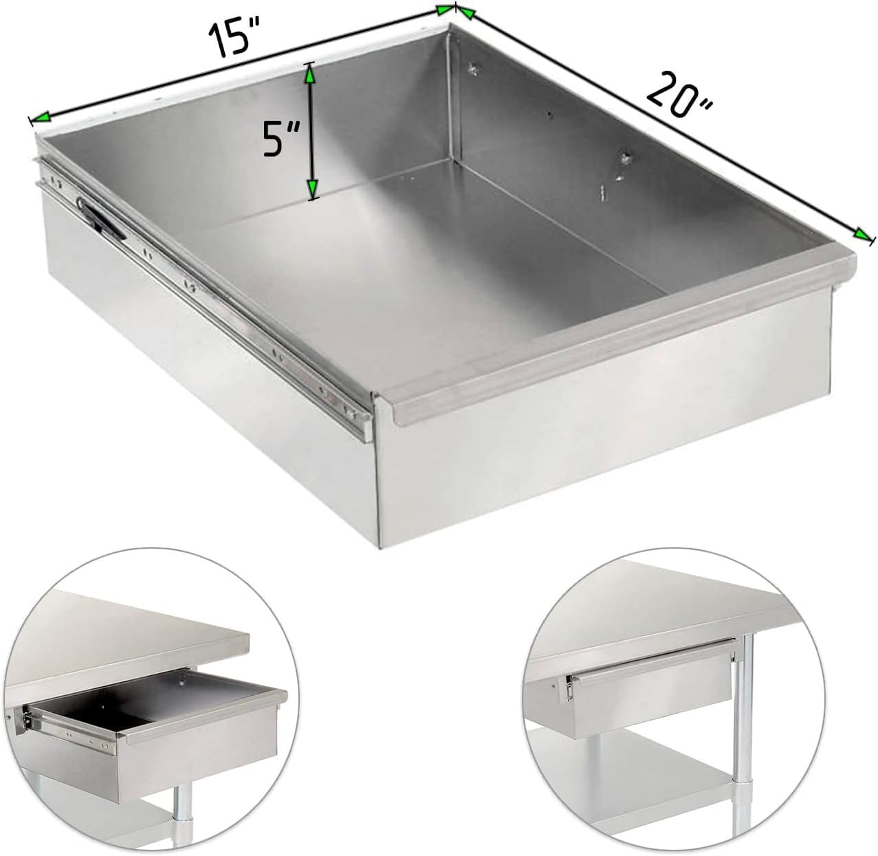 Stainless Steel Work Table | Commercial & Residential Kitchen Laundry Garage Utility Bench | NSF Metal Prep Table (24" x 30" Table + 2 Shelves + Overshelf)
