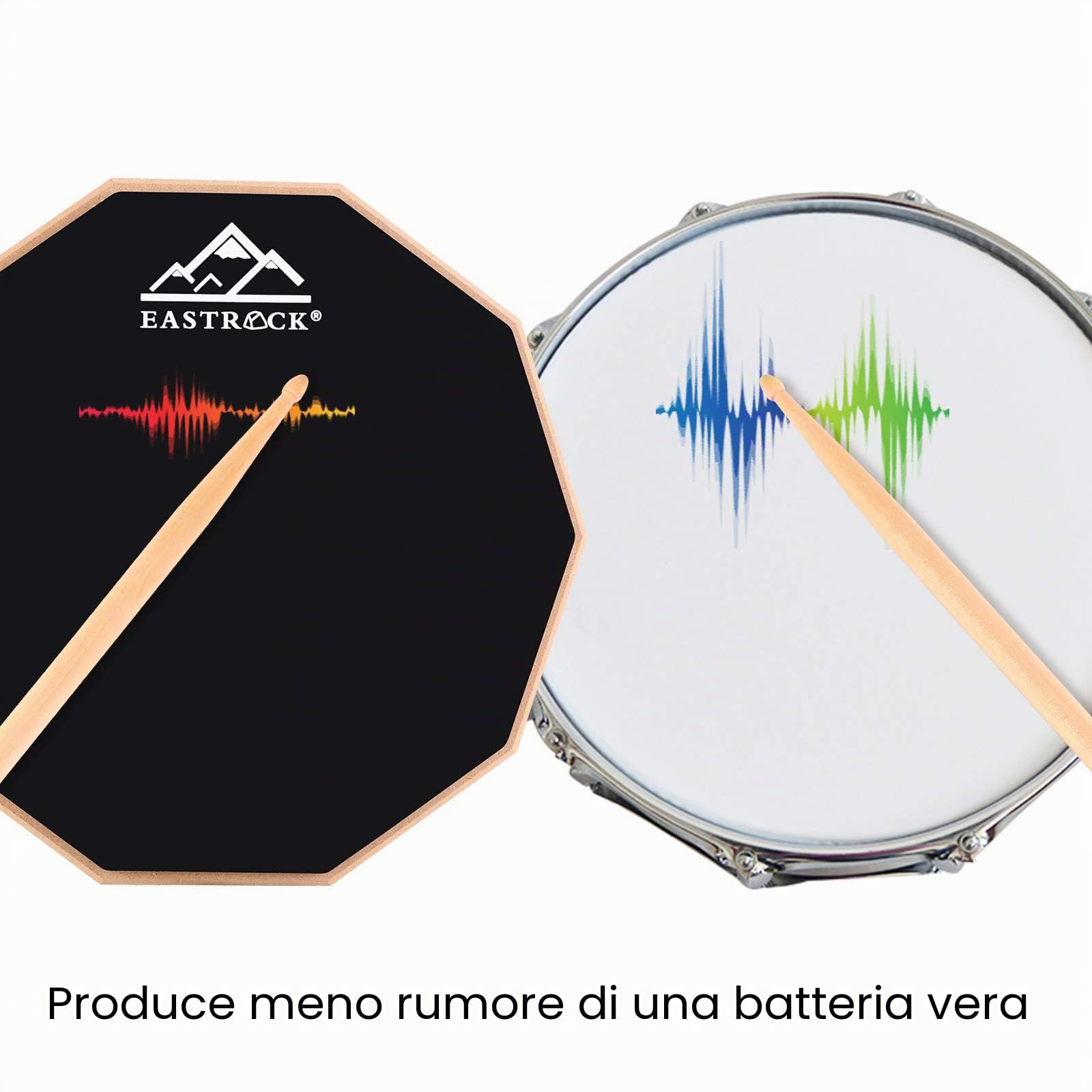 EASTROCK Practice Drum Pad 12-Inch Silicone Rubber Drum Pad with Sticks & Case for Beginners Nero