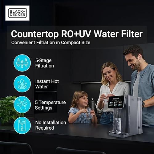 Miniatura 2 de BLACK+DECKER Filtro de agua RO+UV para encimera, encimera de filtro de agua de ósmosis inversa, sistema de filtración de 5 etapas con UV, probado