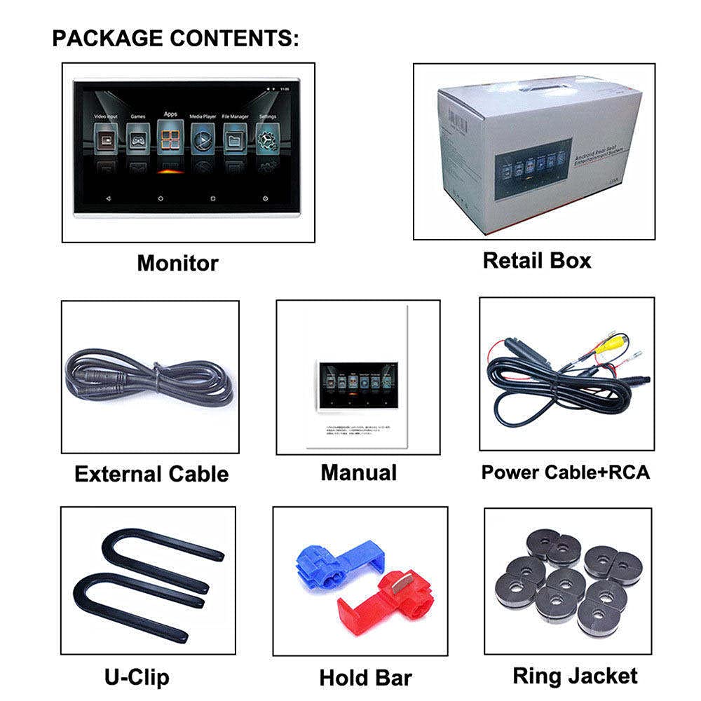 Lettore Dvd Per Poggiatesta Per Auto Da 12'', Schermo Capacitivo Tattile Ultrasottile 4K IPS Ultra Definition A 5 Punti, Con Funzione Mirror Link, Ingresso Hdmi/Fm/AV-In/Usb,Wi-Fi Integrato,2 Pezzi