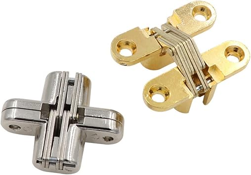 Hinges 2Pcs 12x43MM Invisible Hinges Silent Close Cross Hinge Hidden Concealed Cabinet Cupboard Door Wooden Boxes for Folding Furniture Color Silver